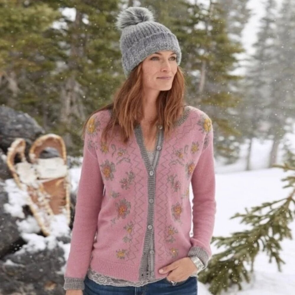 Sundance Emma Embroidered Cardigan pink M
